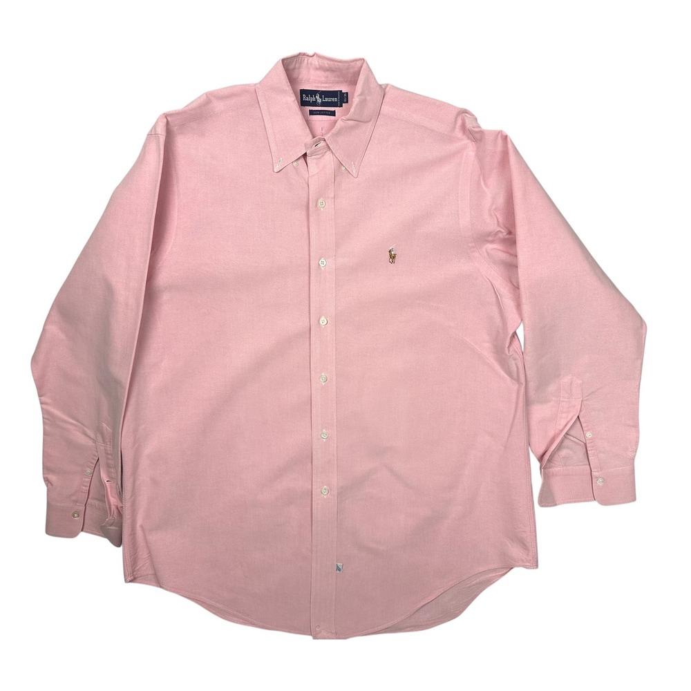 Ralph Lauren Mens Pink Oxford Button Down Shirt 16.5 35 Long Sleeve Cotton